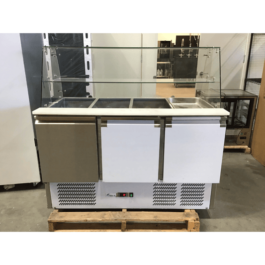 2NDs: FED-X Three Door Salad Prep Fridge with Glass Top - XS903GC-QLD374