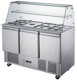 FED-X Three Door Salad Prep Fridge with Glass Top - XS903GC