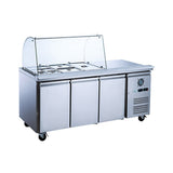2NDs: FED-X Three Door Salad Prep Fridge with Curve Glass Top - XTHP3100SALGC-NSW2161