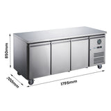 FED-X S/S Three Door Bench Fridge - XUB7C18S3V