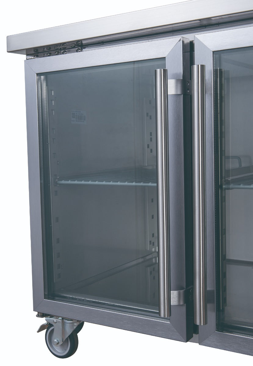 FED-X Two Glass Door Bench Fridge Stainless Steel - XUB6C13G2V