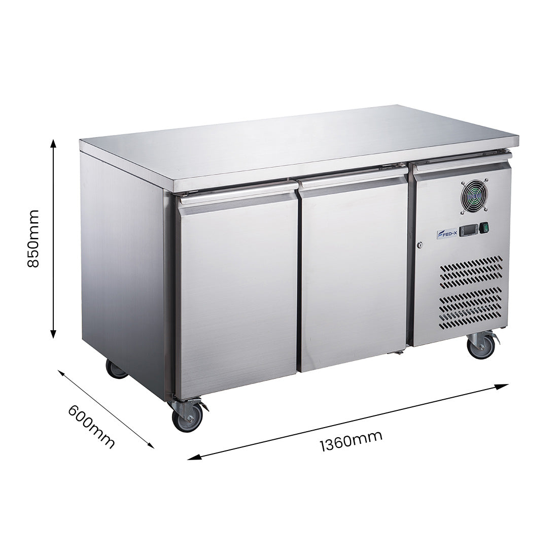 FED-X S/S Two Door Bench Fridge - XUB6C13S2V