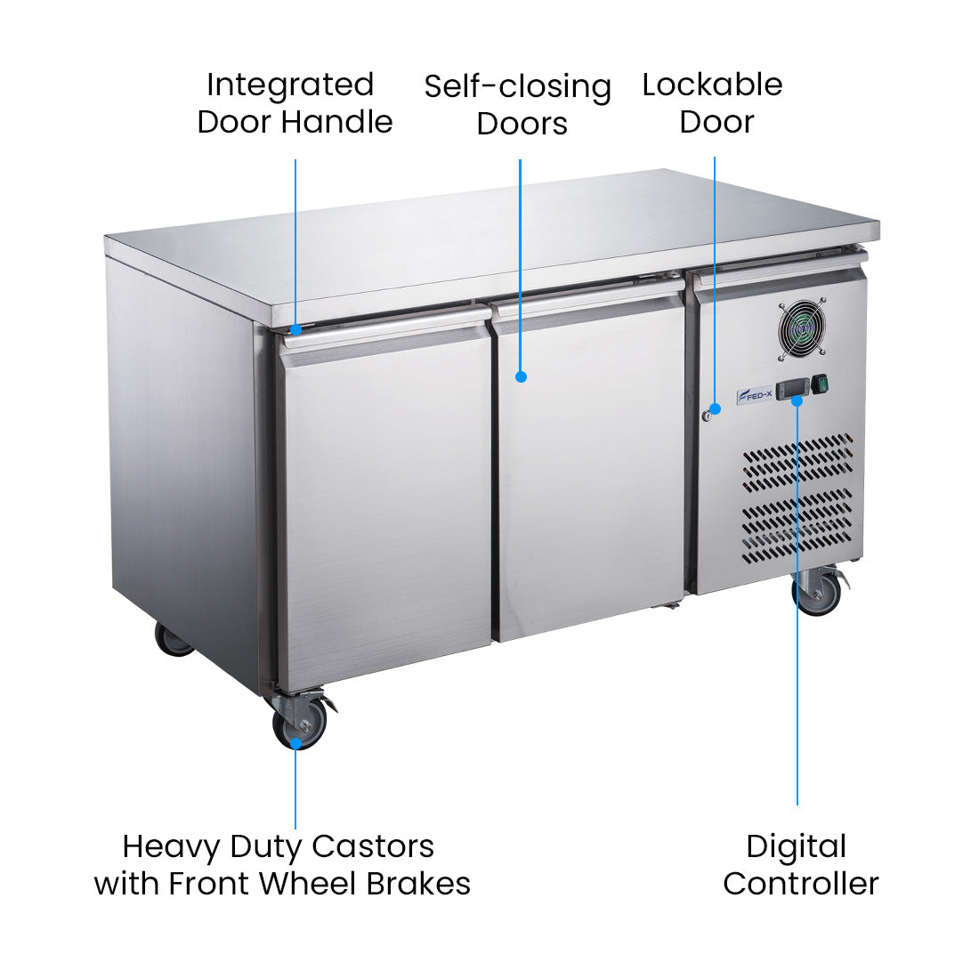 FED-X S/S Two Door Bench Fridge - XUB6C13S2V