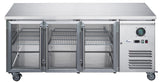 FED-X Three Glass Door Bench Fridge Stainless Steel - XUB6C18G3V