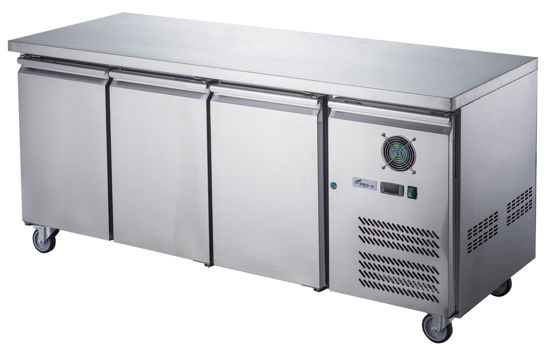 FED-X S/S Three Door Bench Freezer - XUB6F18S3V