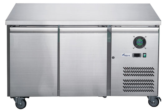 FED-X Stainless Steel Two Door Bench Freezer - XUB7F13S2V