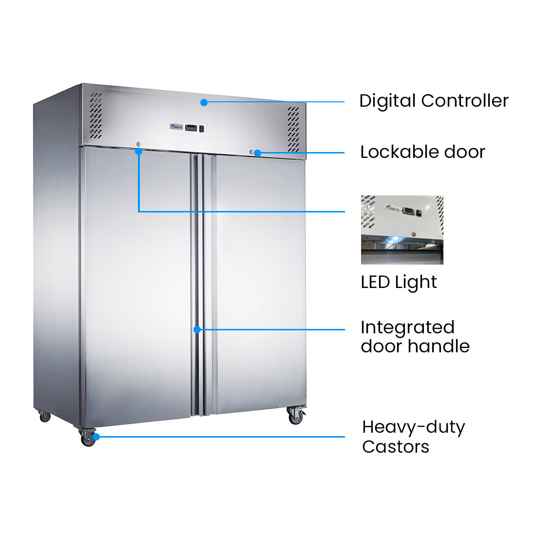 FED-X S/S Two Full Door Upright Fridge - XURC1200SFV