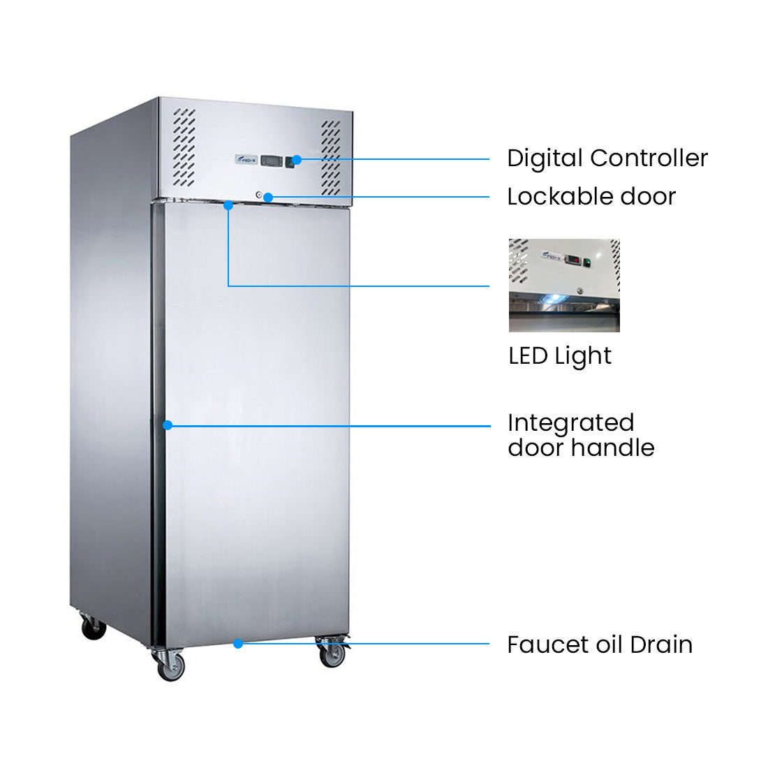 FED-X S/S Single Full Door Upright Fridge - XURC600SFV