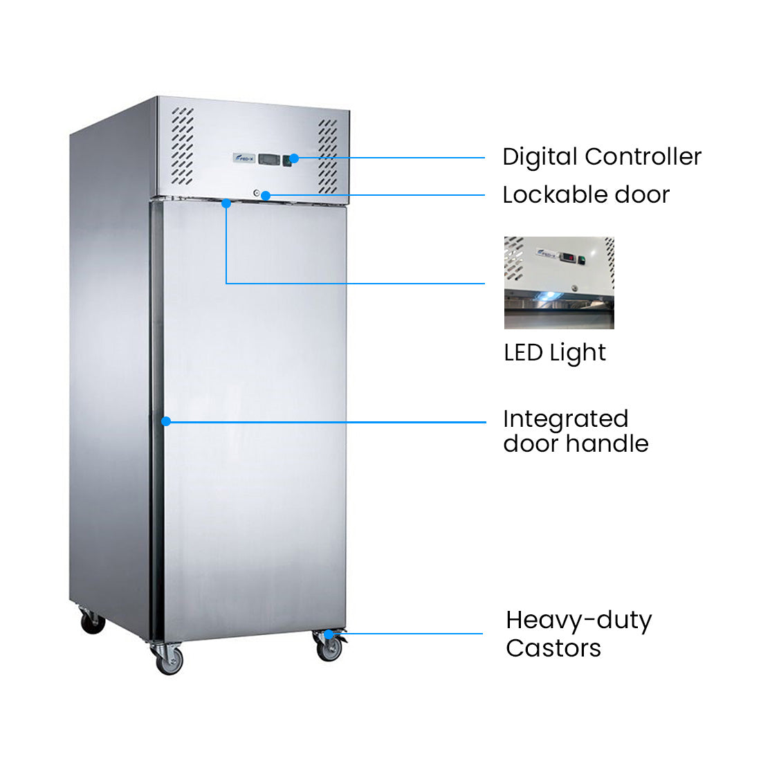 FED-X S/S Single Door Upright Fridge - XURC650SFV