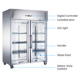 FED-X S/S Two Full Glass Door Upright Fridge - XURC1200G2V