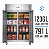 FED-X S/S Two Full Door Upright Freezer - XURF1200SFV