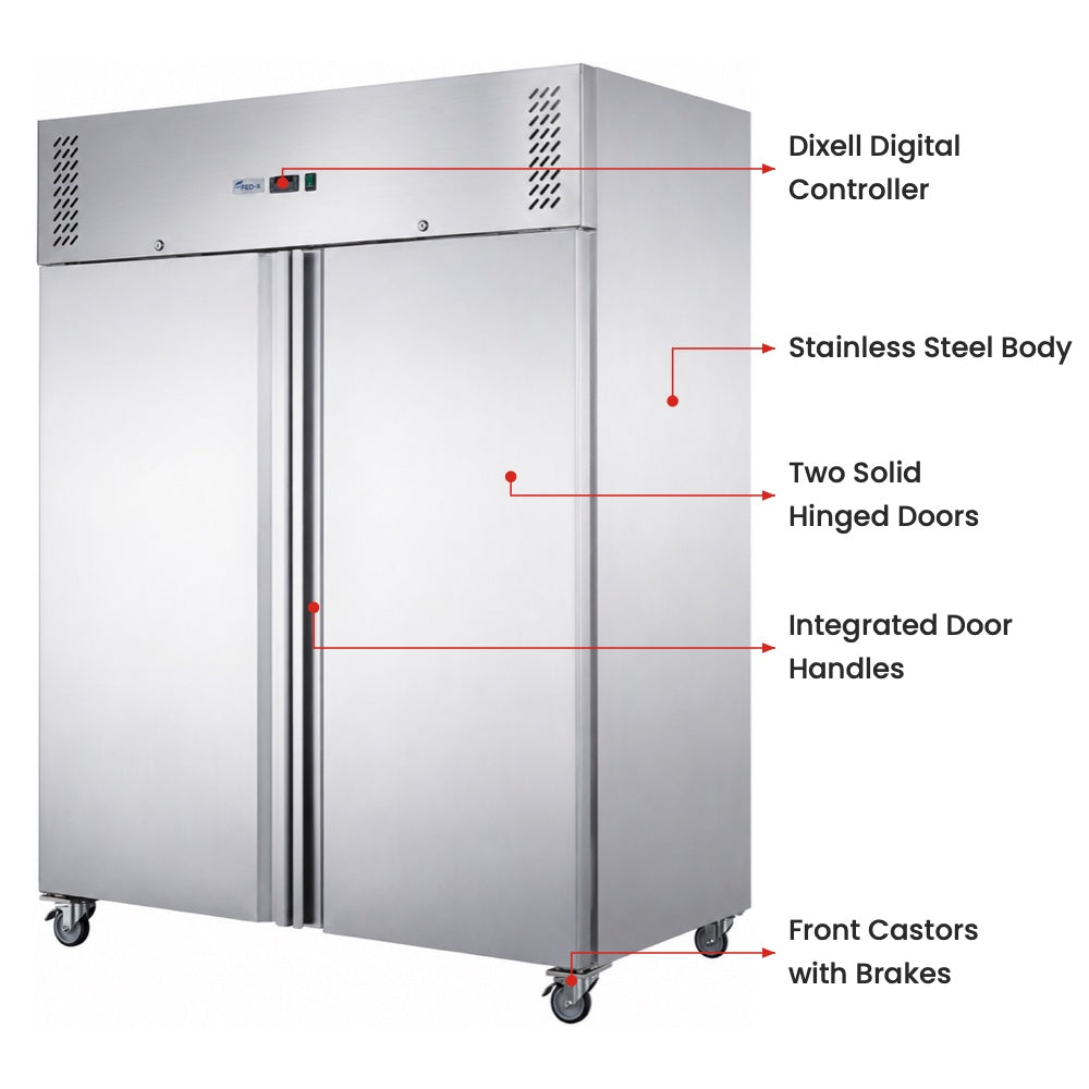 FED-X S/S Two Full Door Upright Freezer - XURF1200SFV