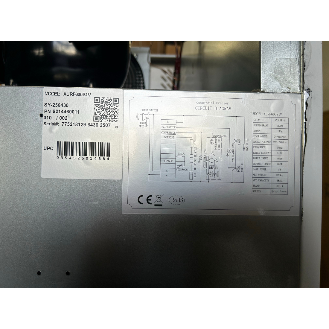 Ex-Showroom: FED-X S/S Two half Door Upright Freezer - XURF600S1V-QLD122