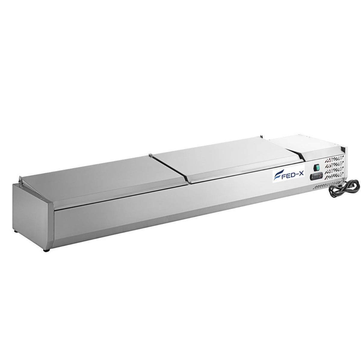 FED-X Salad Bench with Stainless Steel Lids - XVRX1800-380S