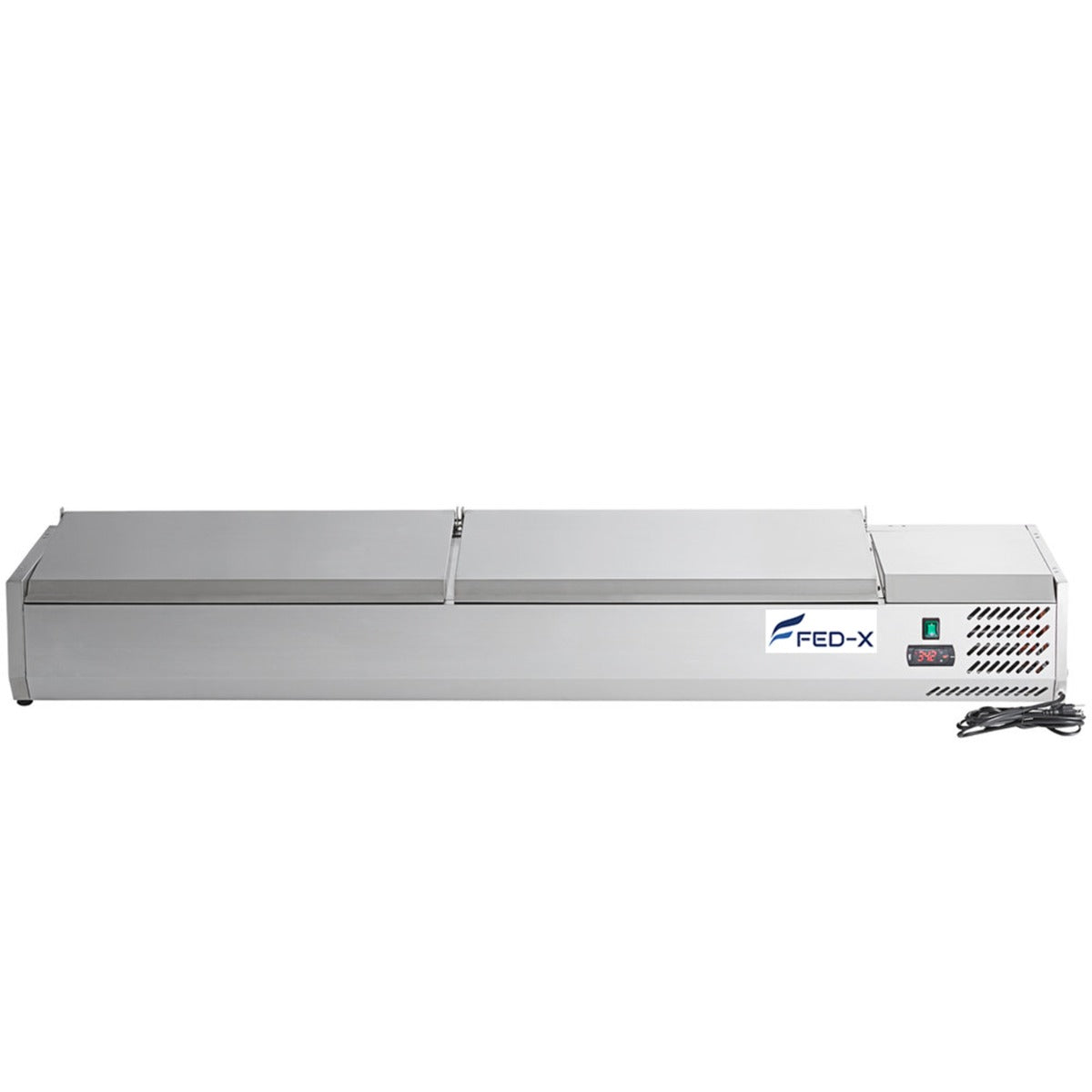 FED-X Salad Bench with Stainless Steel Lids - XVRX1800-380S