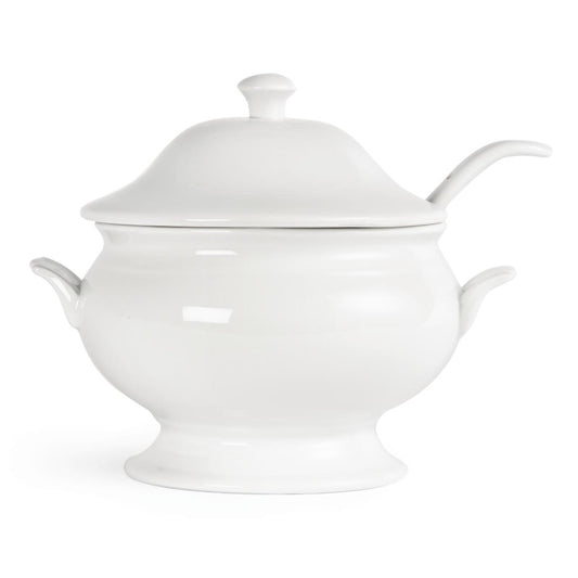 Olympia Whiteware Soup Tureen & Ladle White - 2.5Ltr 88oz 227x250mm 9x9 3/4"