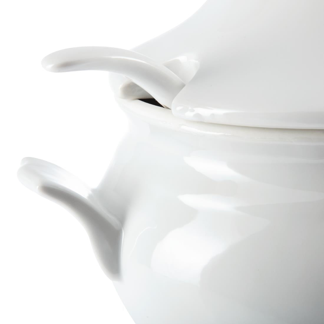 Olympia Whiteware Soup Tureen & Ladle White - 2.5Ltr 88oz 227x250mm 9x9 3/4"