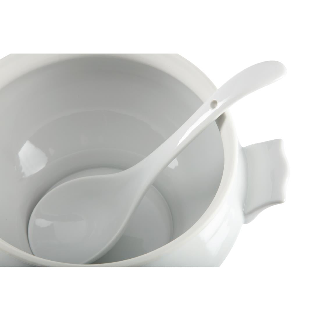 Olympia Whiteware Soup Tureen & Ladle White - 2.5Ltr 88oz 227x250mm 9x9 3/4"