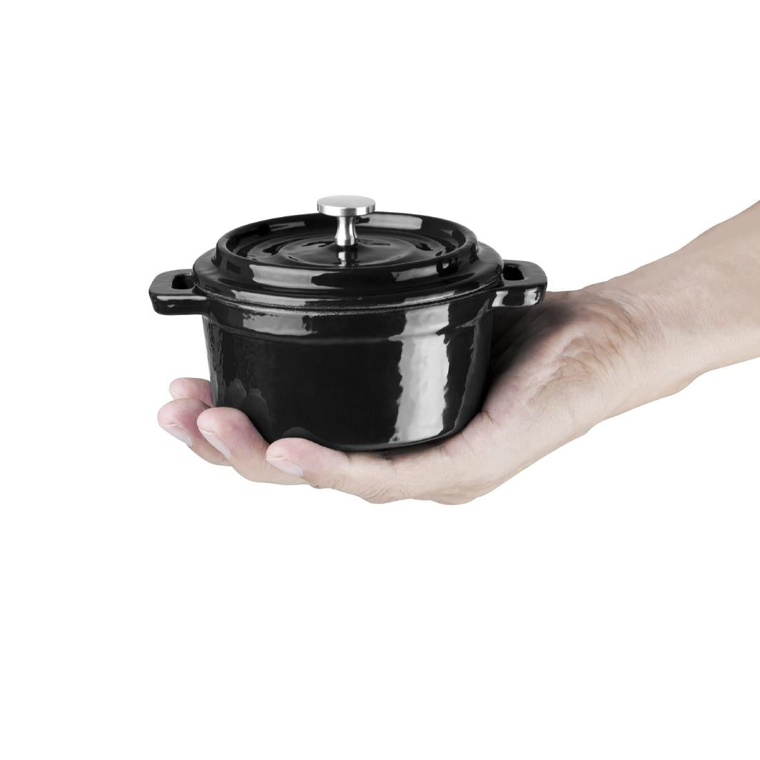 Vogue Cast Iron Mini Round Pot Black - 240ml 8fl oz