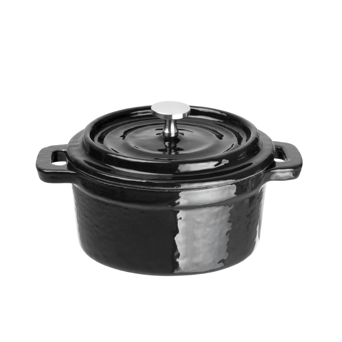 Vogue Cast Iron Mini Round Pot Black - 240ml 8fl oz