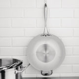 Vogue Tri-wall Wok Flat Bottom St/St - 300mm 12"