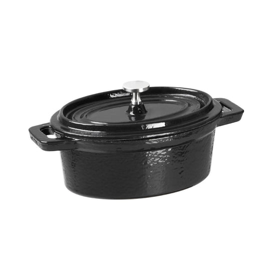 Vogue Cast Iron Mini Oval Pot Black - 315ml 10 1/2fl oz