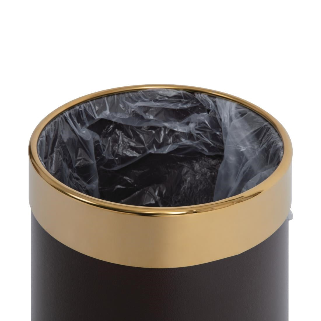 Bolero Brown Waste Paper Bin with Gold Rim - 10.2Ltr