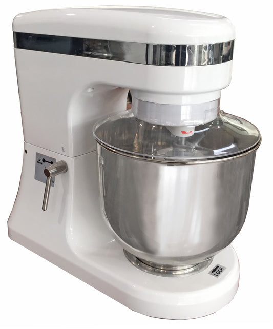 B7C Yellow Mixer Yellow Planetary Mixer - Bowl Volume 7L includes wire Whip, Dough Hook, Flat Beater, Bowl & Intergrated Safety Guard with Dosing Feeder