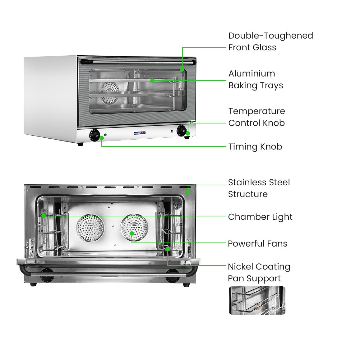 ConvectMax Heavy Duty Stainless Steel 240V/15A Convection Oven YXD-8A-3E