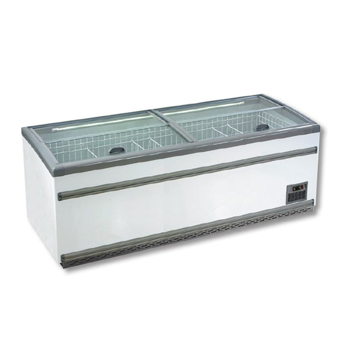 ZCD-L250S Supermarket Island Dual Temperature Freezer & Chiller with Glass Sliding Lids